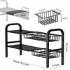 Fliqor Under Sink Organizer，2 Tier Expandable Heavy Duty Metal Shelf，with