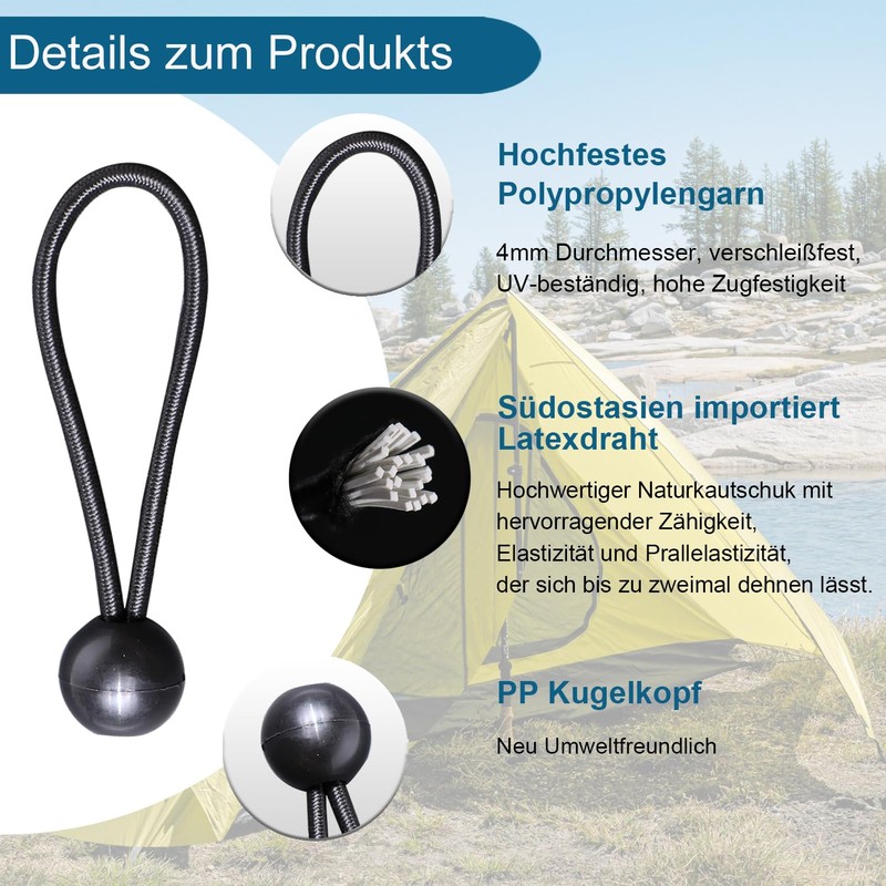 JunGG Elastic Bands with Ball Black (12, 20 cm)