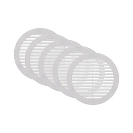 Vent Systems 6'' Inch White Soffit Vent Cover with Flange - Pack of 5 - Round Air Vent Louver - Grille Cover - Built-in Insect Screen - HVAC Vents for Bathroom, Home Office, Kitchen 6'' Inch