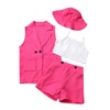 WASAIGOOD Toddler Girls Blazer Set 4 Pcs Cropped Camisole Buttons