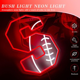 Mokispy Football Neon Sign Dimmable LED Football-Shaped Neon Light Sign for Wall Decor Neon Football Sign for Man cave Bedroom Boys Room Sport Club Bar Pub Party Gift