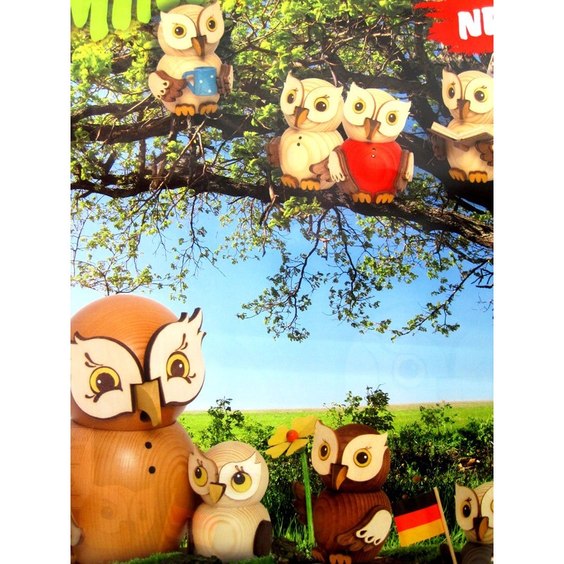 Kuhnert - Dekoration/Holzfigur - Mini Eule Weihnachtsmann - ca. 7cm