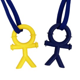 Sensory Direct Chewbuddy Tuff Stickman - Pack of 2, Strong Sensory Fidget Toy, Chew or Teething Aid | for Kids. Adults, Autism, ADHD, ASD, SPD, Oral Motor or Anxiety Needs - Blue & Yellow