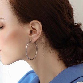 40MM Silver Hoop Earrings for Women, 925 Sterling Silver Hypoallergenic Hoop Earrings Large Silver Hoop Earrings Set For Gift