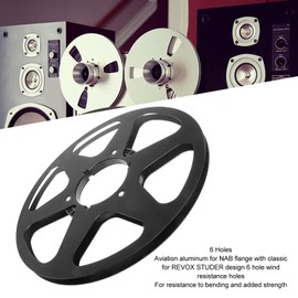 Empty Tape Spool, 1/4 10.5 Inch 6-Hole Universal Open Reel Tape Reel Reel Aluminium Alloy Reel for Studer (Black)