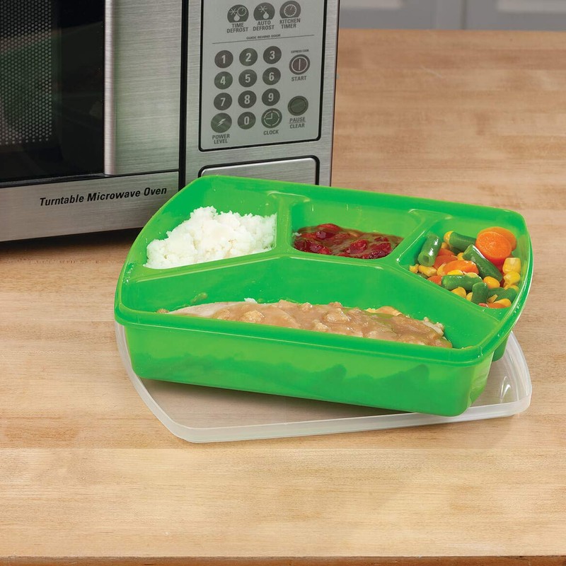Fox Valley Traders Vibrant Four-Section Microwave Tray Set of 4,