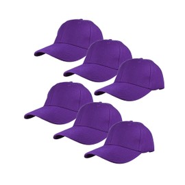 Gelante Plain Blank Baseball Caps Adjustable Back Strap Wholesale Lot 6 Pack, Purple, One Size