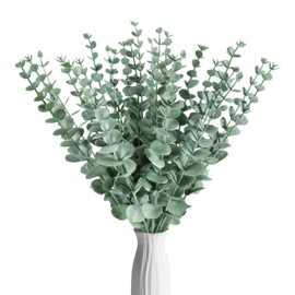 Sukh 24pcs Artificial Eucalyptus Stems - Faux Eucalyptus Branches Decor Fake Eucalyptus Plant hojas de eucalipto artificiales para decoracion Eucalyptus Bouquet Sprigs Leaves Flowers Greenery Wedding