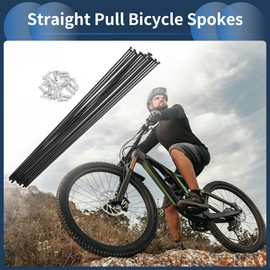 INFINAUTO 20 Set 14G Straight Pull Bicycle Spokes 221mm Straight Pull Bike Wheel Spokes Carbon Steel Black