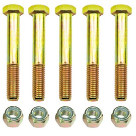 Grade 5 Shear Bolts 1/2" x 3-1/2" for Rotary Cutter,Tractor Gearbox,by Color Galvanization with Nylon Lock Nut Kit,by Metalsuberg .(5pcs Pack)