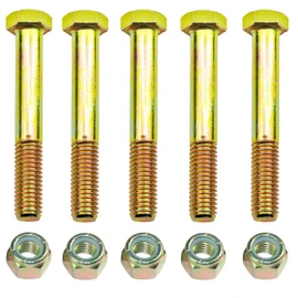 Grade 5 Shear Bolts 1/2" x 3-1/2" for Rotary Cutter,Tractor Gearbox,by Color Galvanization with Nylon Lock Nut Kit,by Metalsuberg .(5pcs Pack)