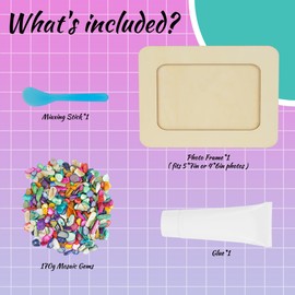 AUAUY Mosaik Bilderrahmen Bastelset Kinder, Kreatives Mosaik Bastelset Kinder Holzbilderrahmen DIY Fotorahmen Basteln Personalisierte Spielzeug für 5-12 Mädchen Geburtstag Geschenke