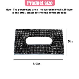 UHANBUT Bling Car Sun Visor Tissue Box Holder, PU Leather Hanging Vehicle Napkin Case, Crystal Rhinestones Auto Paper Towel Cover, Universal Car Tissue Storage Organizer for Women (Black)