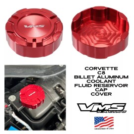 VMS BILLET COOLANT RADIATOR RESERVOIR CAP COVER FOR 20-25 CHEVY CORVETTE C8 RED