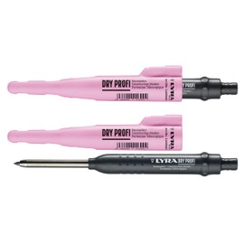 LYRA Dry Professional Construction Marker Colour Edition Pink with Sharpener and Clip, Universal Graphite Lead in 2B, 2.8 mm for All Surfaces