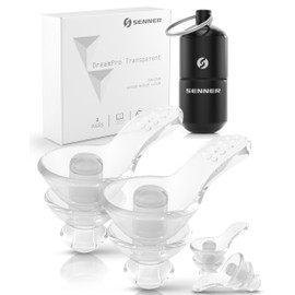 Senner SleepPro Ear Protection Ear Plugs for Sleep and against snoring - Extremely Comfortable - Alarm Stays Audible - Aluminium Case - Reusable
