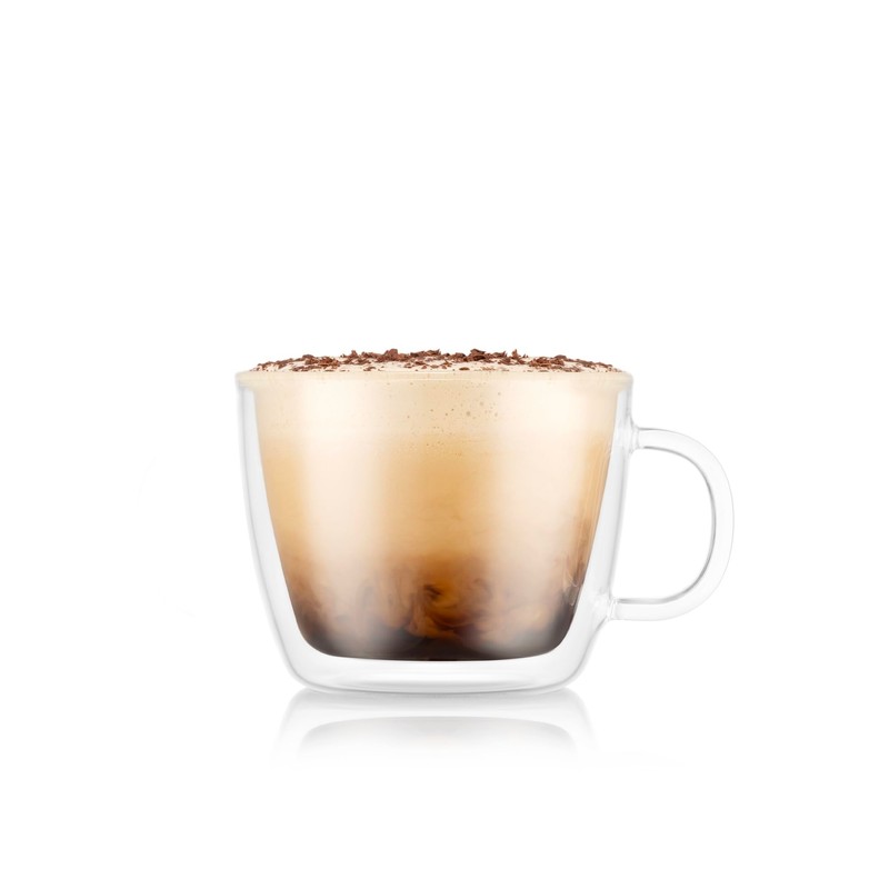 Bodum 15oz Double Wall Latte Mug, High-Heat Borosilicate Glass, Set