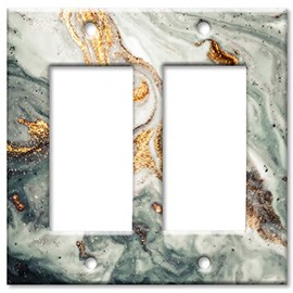 Art Plates 2-Gang Rocker (Decora) OVERSIZE Switch Plate/OVER SIZE Wall Plate - Gold Granite