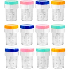 AUGEN Contact Lens Manual Washer Cleaner Cases, Portable Rotation Eye Lenses Cleaning Kit For Travel Home, Plastic Soak Storage Lens Cleaner Daily Vision Care (Pack of 12)