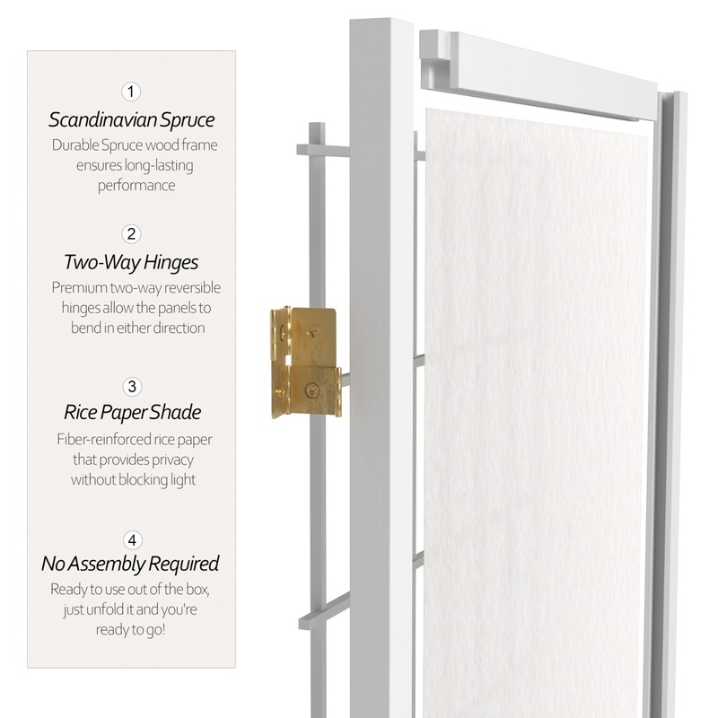 Red Lantern 6 ft. Tall Window Pane Shoji Screen-White-5 Panels