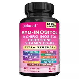 Zoyava Myo-Inositol Supplement with Berberine, D-Chiro Inositol, Folate & More - 120 Capsules