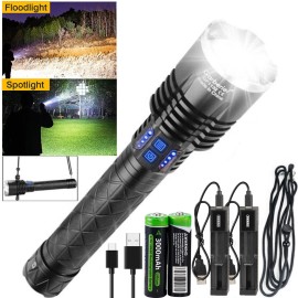 Garberiel 9000000 Lm XHP120 LED Flashlight Super Bright Rechargeable Powerful Stroll Light