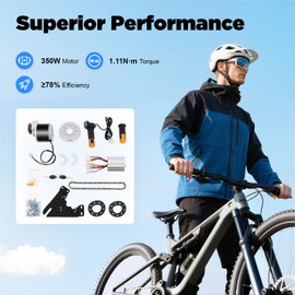 PSUFURV E Bike Controller Kit, 350w E-Bike Conversion Kit with Brush Motor with Freewheel Installation Board Controller Chain Gear Disc Mountain Bikes Modification Kits