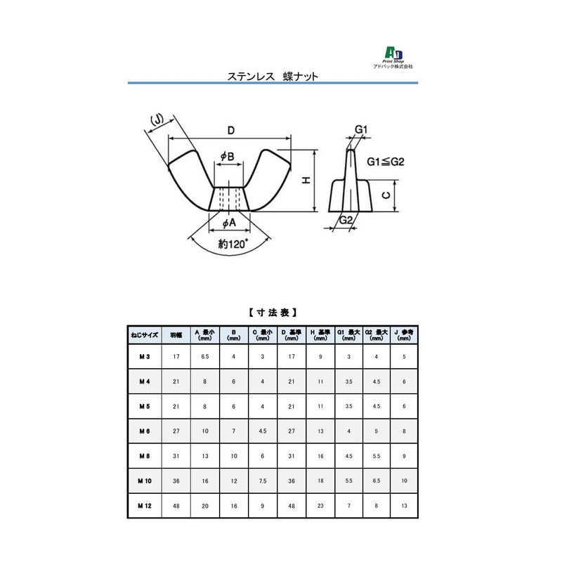 Ad Pack Stainless Steel Wing Nut M6 [Made in Japan]