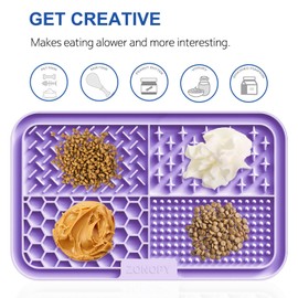 Zonopy Licking Mat for Dogs & Cats with Suction Cups, 1 Pack Dog Slow Feeder Lick Pat for Anxiety Relief, Dog Toys Feeding Mat for Butter Yogurt Peanut, Pets Bathing Training Grooming Mat