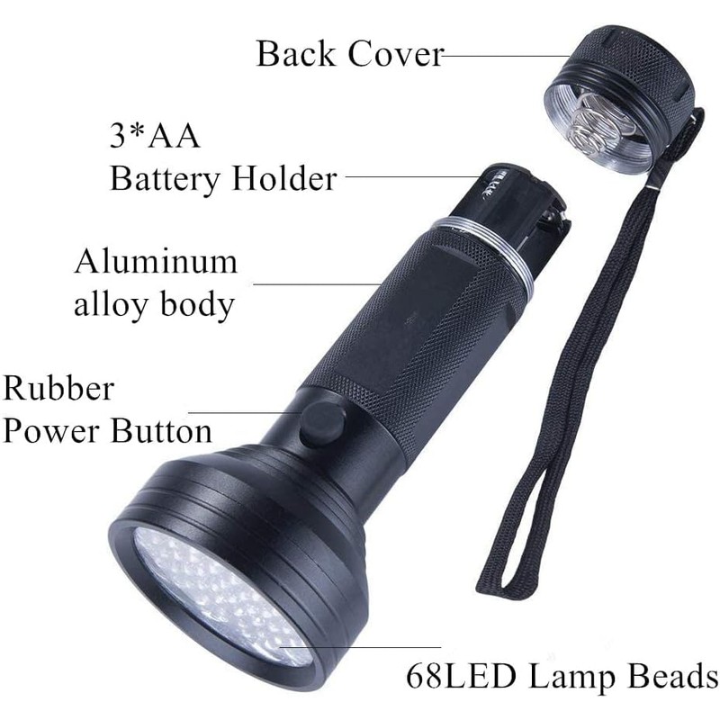 LudoPam UV Black Light Flashlight, Super Bright 68 LED Best