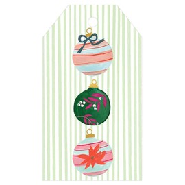 Caspari Painted Christmas Ornaments Classic Foil Gift Tags - 4 Per Package