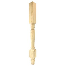 Highland Manor Wood Products Narrow Tavern Island Leg - 34 1/2" Tall x 3" Wide - Unfinished Traditional Wooden Leg for Kitchen Islands (Pine) (1 Leg)