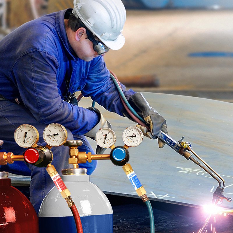 AGPTEK Oxygen Acetylene Flashback Arrestors Set Regulator End 9/16-18 Threads