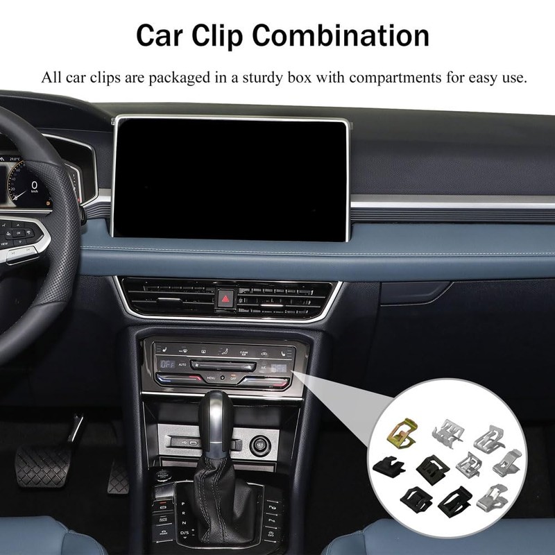 Rebvugr 100Pcs 10 Sizes Auto Car U-Clip Metal Trim Panel