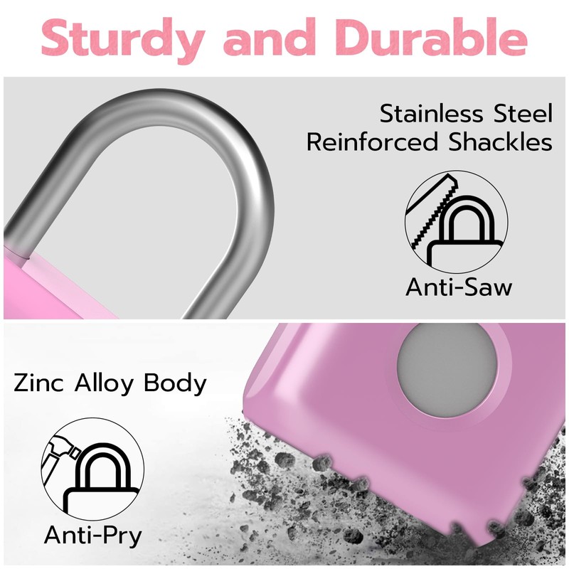 Fingerprint Padlock eLinkSmart Gym Locker Lock for Girls Women with