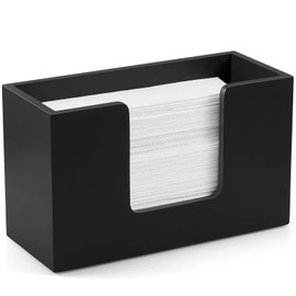 Large Paper Towel Dispenser Countertop, Wooden Folded Paper Hand Towel Holder for Guest Bathroom, Commercial Tabletop Tissue Dispenser Tray for Multifold C-Fold, Z-Fold, Trifold, Black