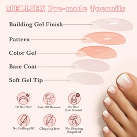MELLIEX Pack of 120 False Toenail Tips, 12 Sizes Artificial Toenails for Press-on, Full Coverage, Square Foot Press on Nails for Women and Girls
