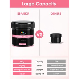 EBANKU Clear Builder Gel for Nails, 100 G Large Capacity Hard Gel for Nails, Nail Extension Strengthen Hard Builder, Soak Off Long Lasting UV Light Cure