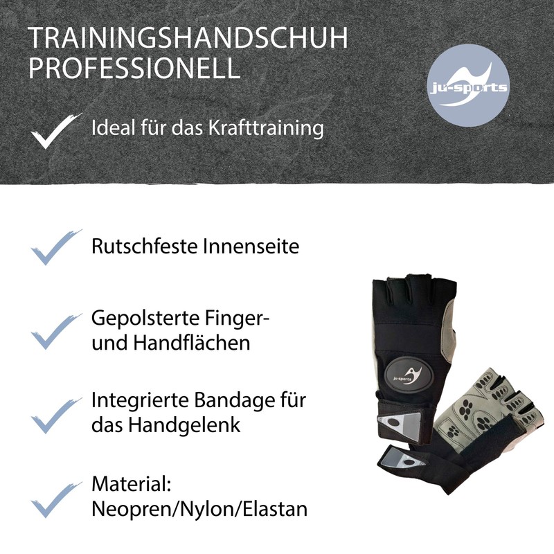Ju-Sports Fitness Gloves Professional Black Large