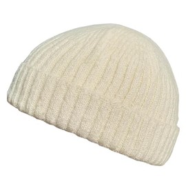Docker Beanie Hat Fishermans Ribbed Winter Beanies Army Commando Short Skull Cap (Pale Beige)