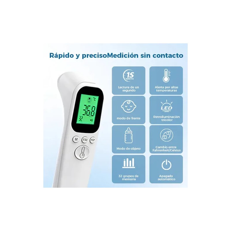 Termómetro Digital Infrarrojo Con Pantalla Led (blanco)