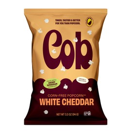 COB White Cheddar Corn-Free Popcorn | Organic and Clean Ingredients, Made with Sorghum, Allergy-Friendly | Gluten-free, Non-GMO, & Kosher | 4-pack (3.3 oz)