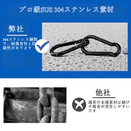Huang Yem 2個セット 6cm 黒カラビナ 耐荷重120kg 防錆仕様 頑丈 軽量 キーホルダー アウトドア 収納に