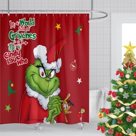 Cuteiush Bathroom Shower Curtain Merry Christmas Holiday Waterproof & Removable 72x72 inch Valance with Hooks Funny 3D Printing Farmhouse Stall Bathub Decoration