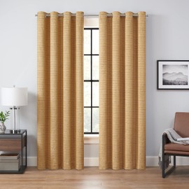 Eclipse Branson Magnitech 100% Blackout Curtain, Grommet Window Curtain Panel, Seamless Magnetic Closure for Bedroom, Living Room or Nursery, 84 in long x 50 in wide, (1 Panel), Honey/ Gold