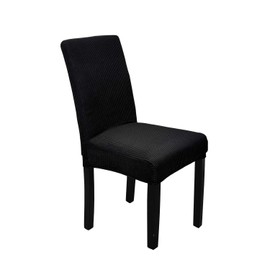 WedDecor Velvet Dinning Chair Cover Stretch Modern Seat Cover Elastic Removable Washable Spandex Chair Protectors Slipcover for Kitchen, Wedding, Banquet, Living Room, Home Decor, Black, Pack of 1