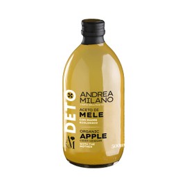 Deto Andrea Milano, Aceto di Mele Biologico, Ricco di Proteine, da Usare come Condimento su Insalate o Verdure, Dolce e Delicato, Made in Italy, 500 ml