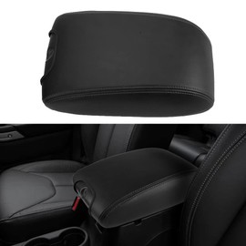 LEXLEY Center Console Pad Armrest Box Cover Waterproof Anti-Scratch Leather Protector Covers For Jeep 2011-2017 Wrangler JK-Black Stitches