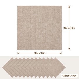 bimiti Carpet Tiles Peel and Stick, Squares Carpet Floor Tile 12" x 12" Self Adhesive Carpet Commercial Carpet Floor Tiles Multi-Purpose Floor Mat Easy to Install DIY 12 Tiles Per box/12Sq Ft (Khaki)