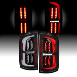 AKKON - Fits 2007-2008 Dodge Ram 1500 07-09 Ram 2500 3500 Pickup LED Black Tail Lights Brake Lamp Pair Driver+Passenger